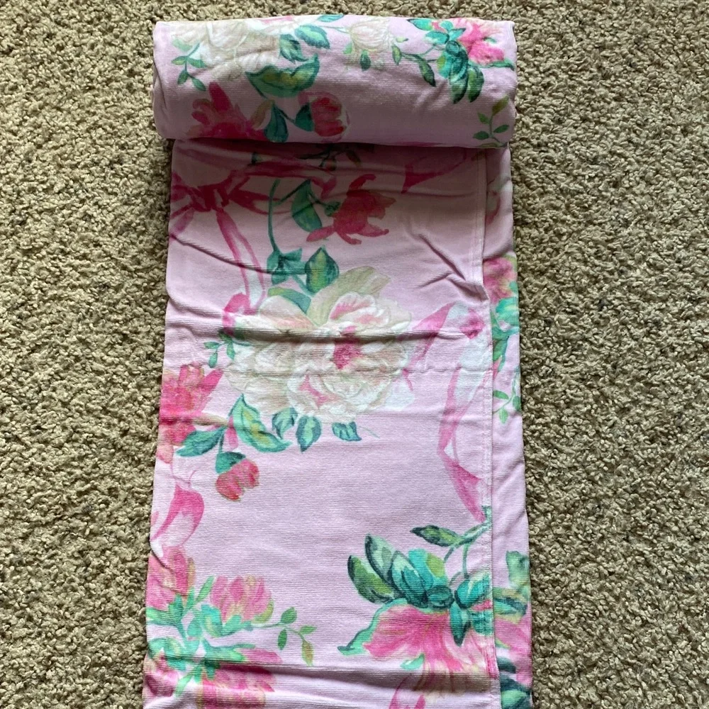 LoveShackFancy Pink Floral Beach Towel